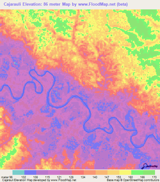 Cajarauli,Colombia Elevation Map