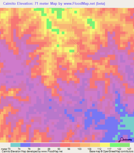 Caimito,Colombia Elevation Map