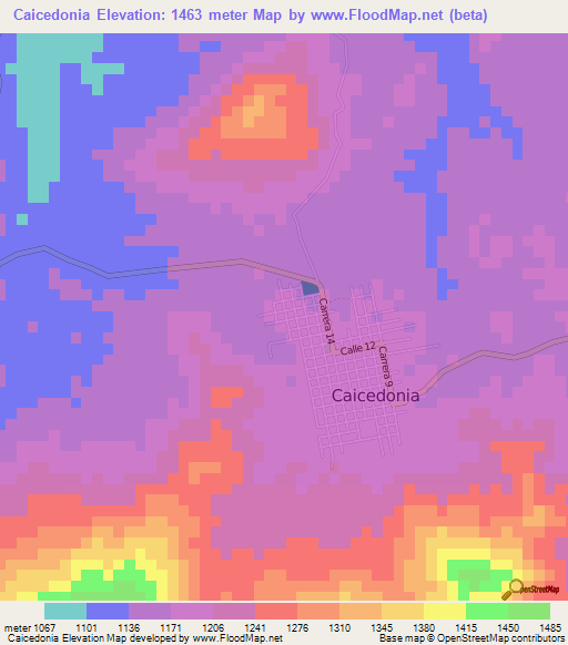 Caicedonia,Colombia Elevation Map