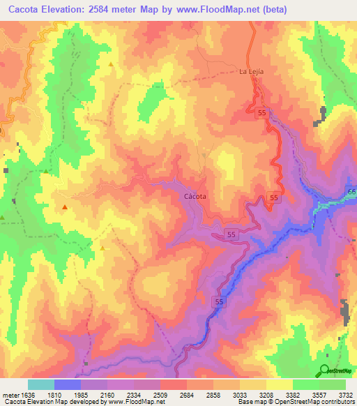 Cacota,Colombia Elevation Map