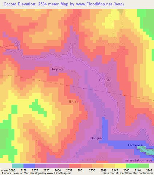 Cacota,Colombia Elevation Map