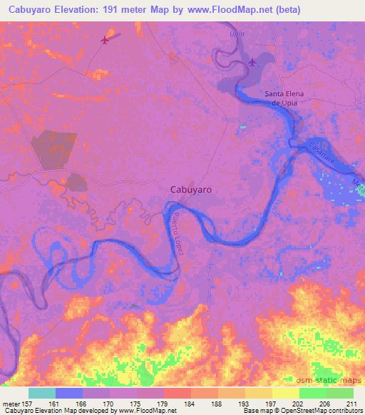 Cabuyaro,Colombia Elevation Map