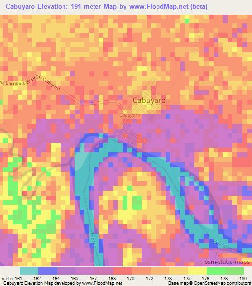 Cabuyaro,Colombia Elevation Map