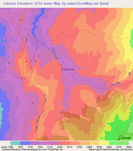 Cabrera,Colombia Elevation Map