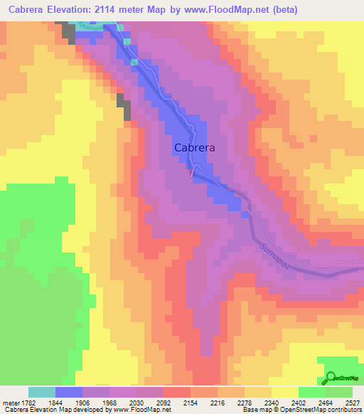 Cabrera,Colombia Elevation Map