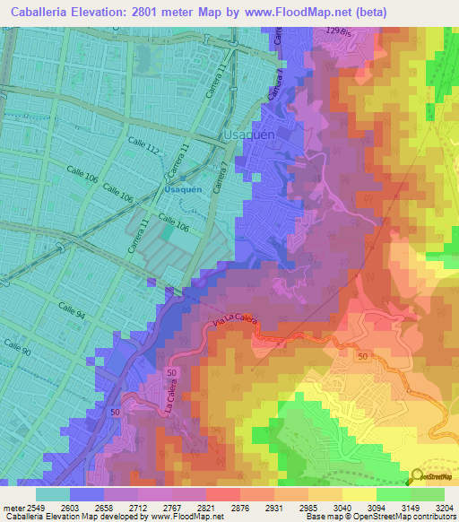 Caballeria,Colombia Elevation Map