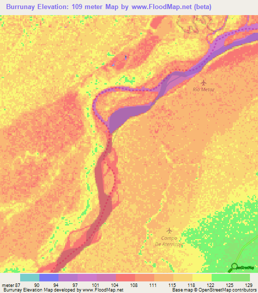 Burrunay,Colombia Elevation Map