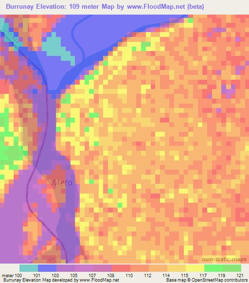 Burrunay,Colombia Elevation Map