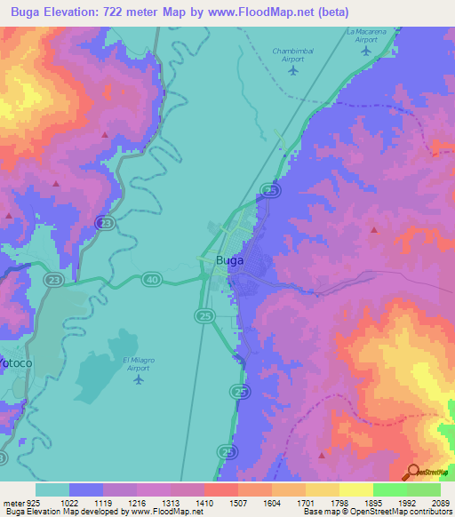 Buga,Colombia Elevation Map