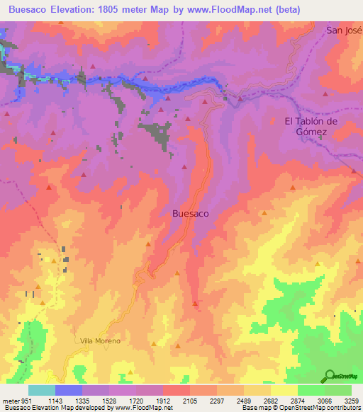 Buesaco,Colombia Elevation Map