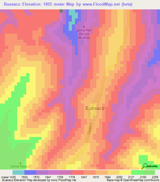 Buesaco,Colombia Elevation Map