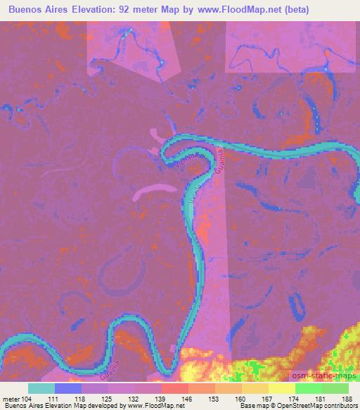 Buenos Aires,Colombia Elevation Map