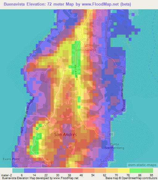 Buenavista,Colombia Elevation Map