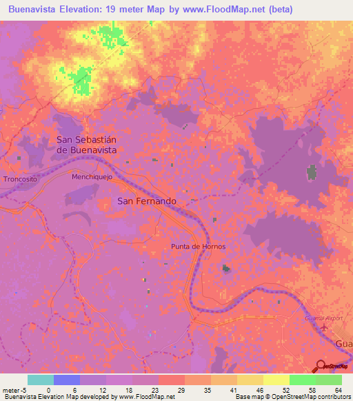 Buenavista,Colombia Elevation Map