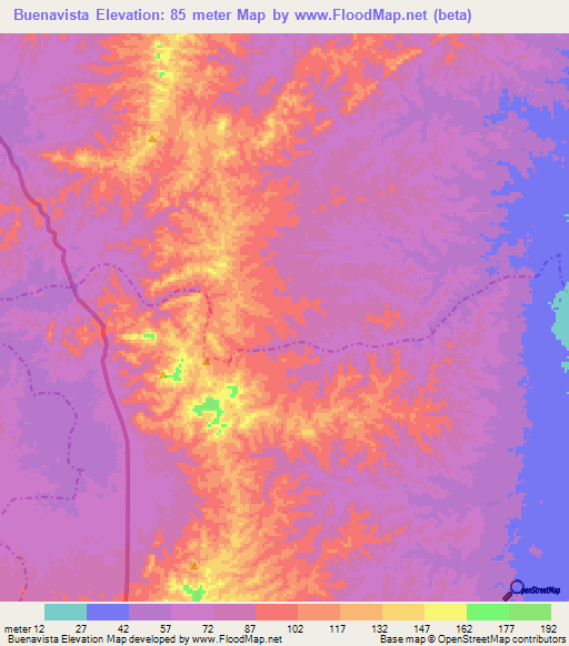 Buenavista,Colombia Elevation Map