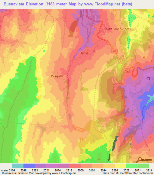 Buenavista,Colombia Elevation Map