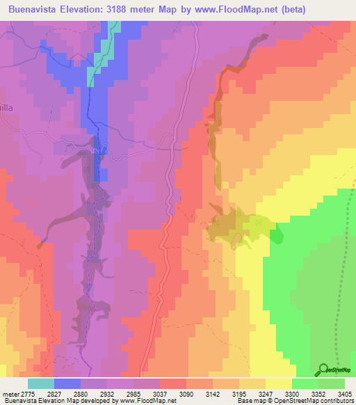 Buenavista,Colombia Elevation Map