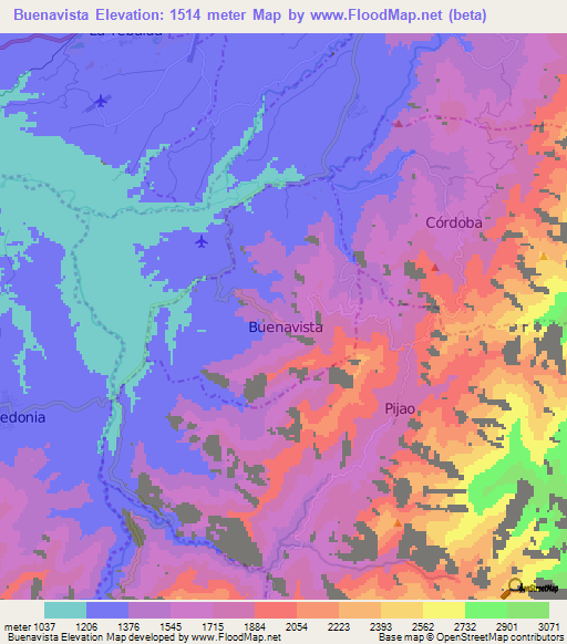 Buenavista,Colombia Elevation Map