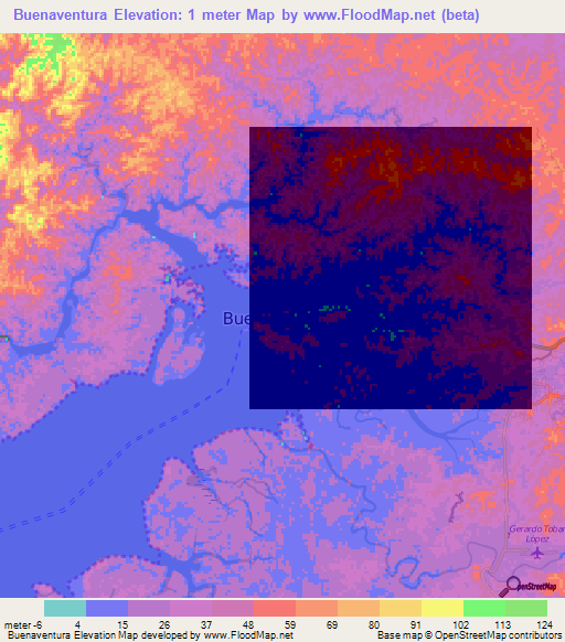 Buenaventura,Colombia Elevation Map