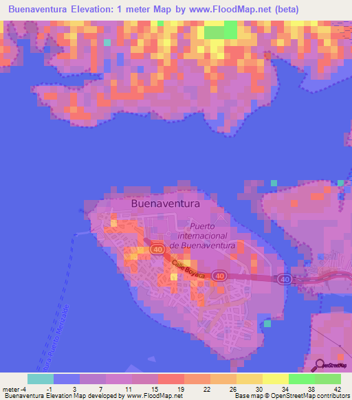 Buenaventura,Colombia Elevation Map