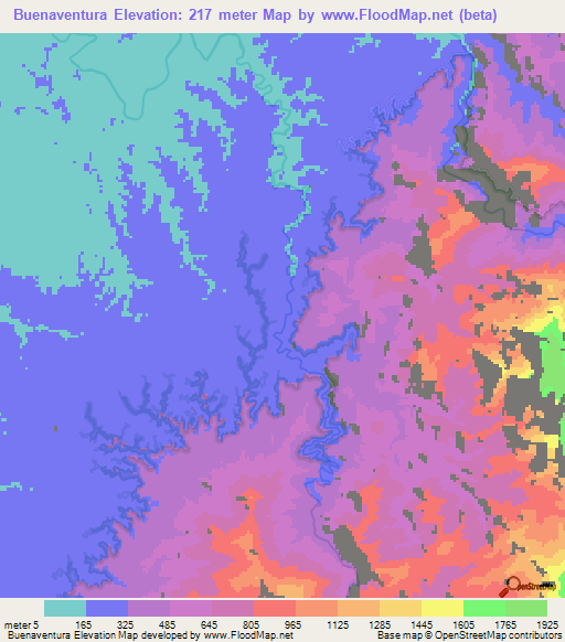 Buenaventura,Colombia Elevation Map