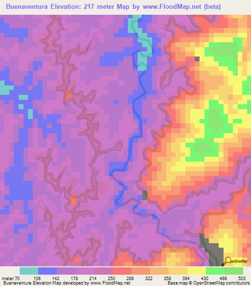 Buenaventura,Colombia Elevation Map