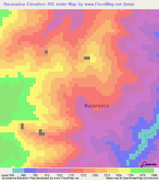 Bucarasica,Colombia Elevation Map