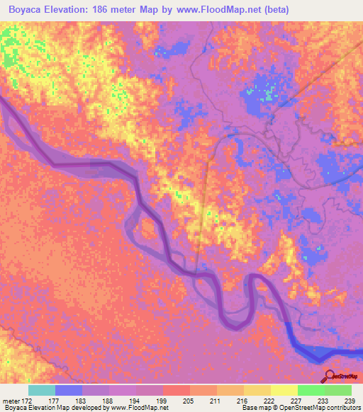 Boyaca,Colombia Elevation Map