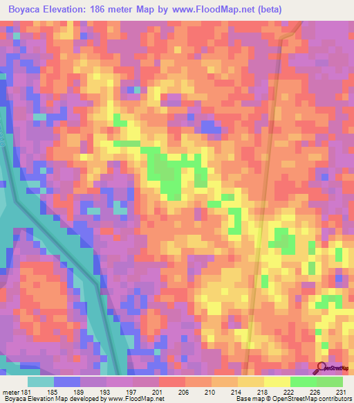 Boyaca,Colombia Elevation Map