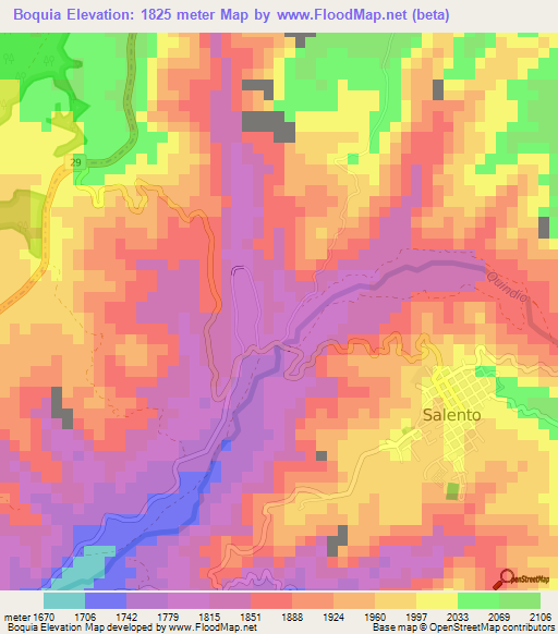 Boquia,Colombia Elevation Map