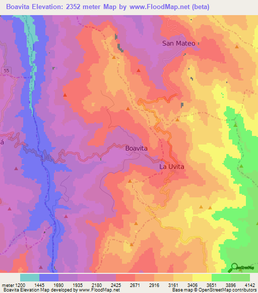 Boavita,Colombia Elevation Map