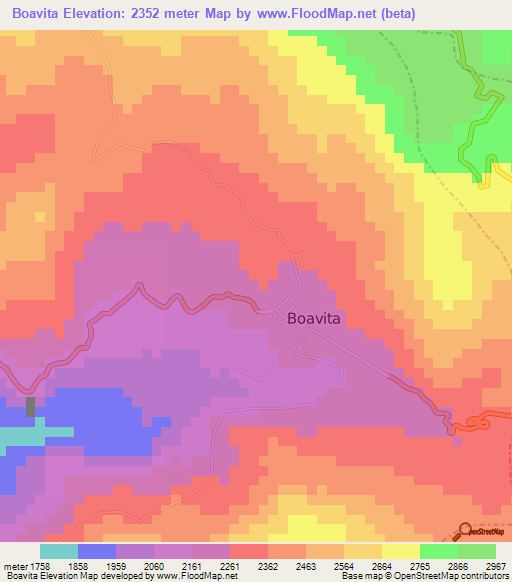 Boavita,Colombia Elevation Map