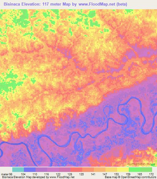 Bisinaca,Colombia Elevation Map