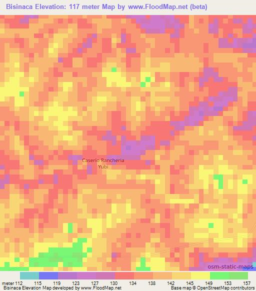 Bisinaca,Colombia Elevation Map