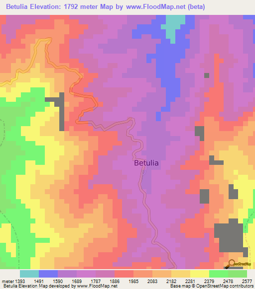 Betulia,Colombia Elevation Map