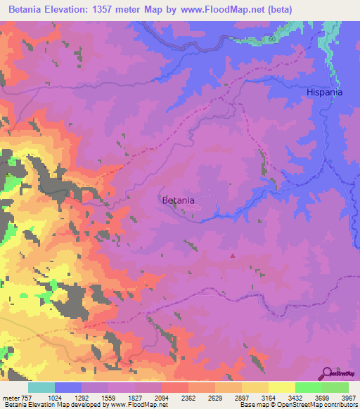 Betania,Colombia Elevation Map