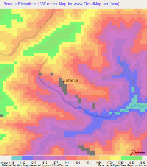 Betania,Colombia Elevation Map