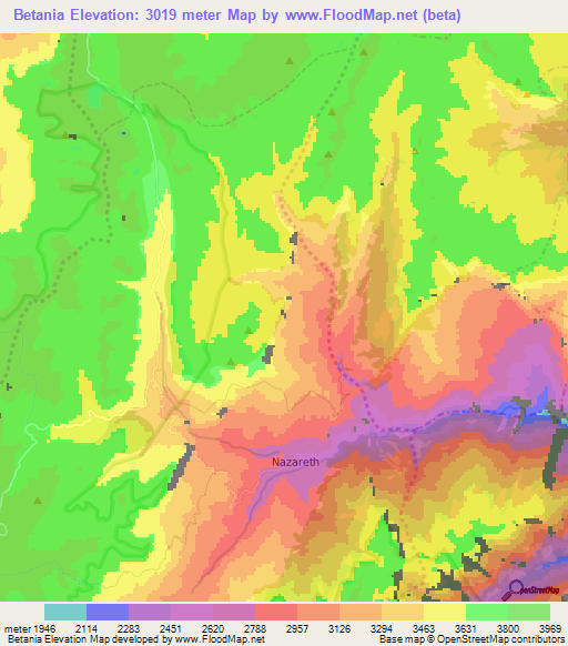 Betania,Colombia Elevation Map