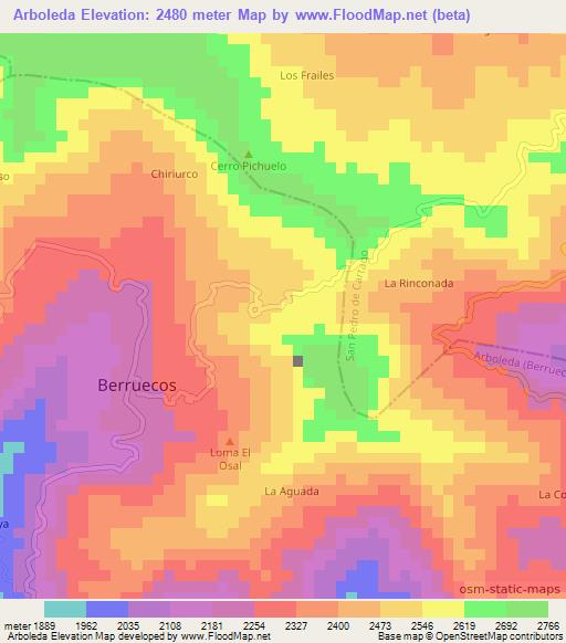 Arboleda,Colombia Elevation Map