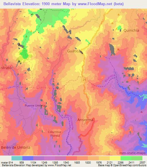 Bellavista,Colombia Elevation Map