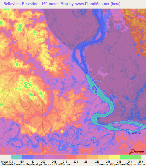 Bellavista,Colombia Elevation Map