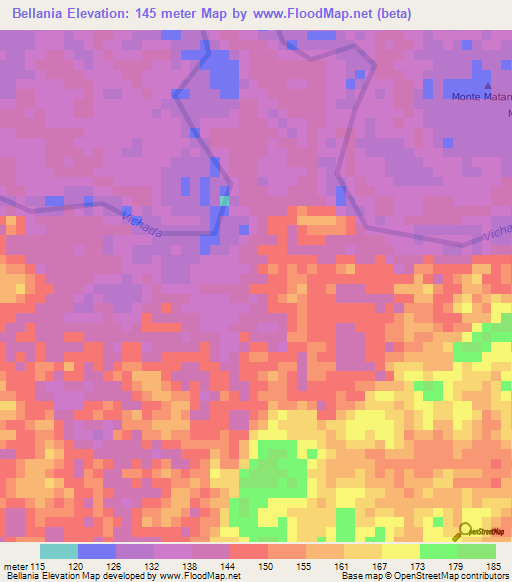 Bellania,Colombia Elevation Map