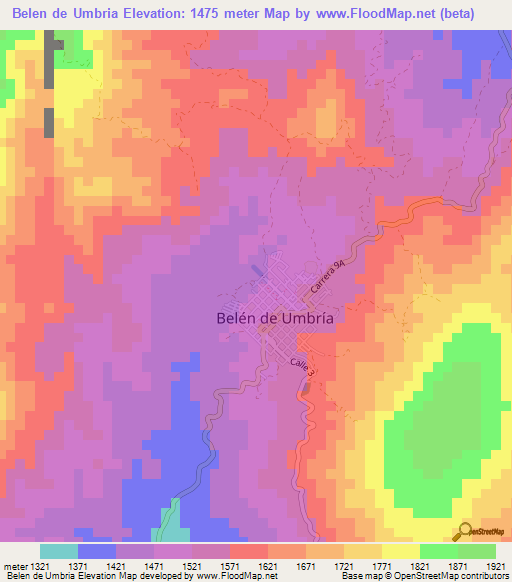 Belen de Umbria,Colombia Elevation Map