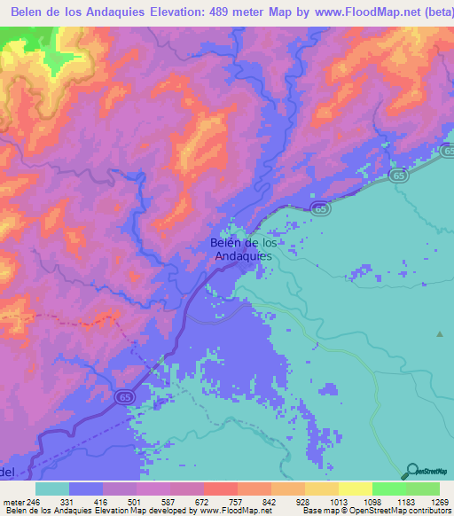 Belen de los Andaquies,Colombia Elevation Map