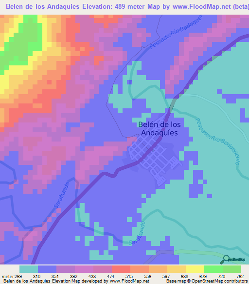 Belen de los Andaquies,Colombia Elevation Map