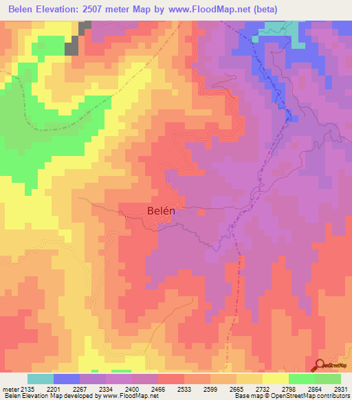 Belen,Colombia Elevation Map