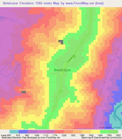 Belalcazar,Colombia Elevation Map