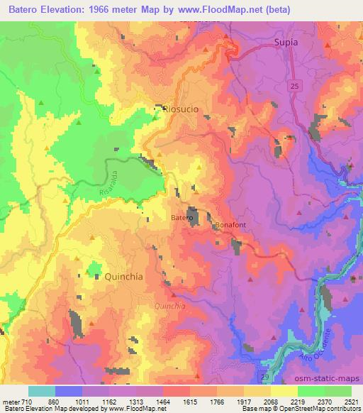 Batero,Colombia Elevation Map