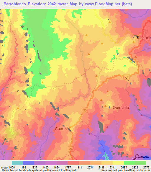 Barroblanco,Colombia Elevation Map