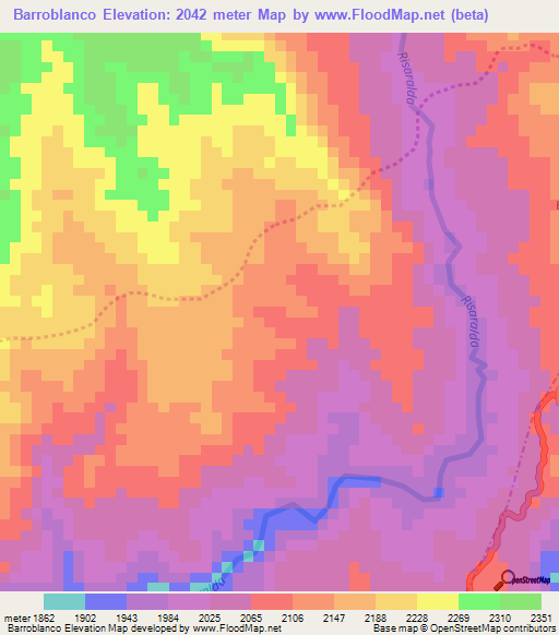 Barroblanco,Colombia Elevation Map